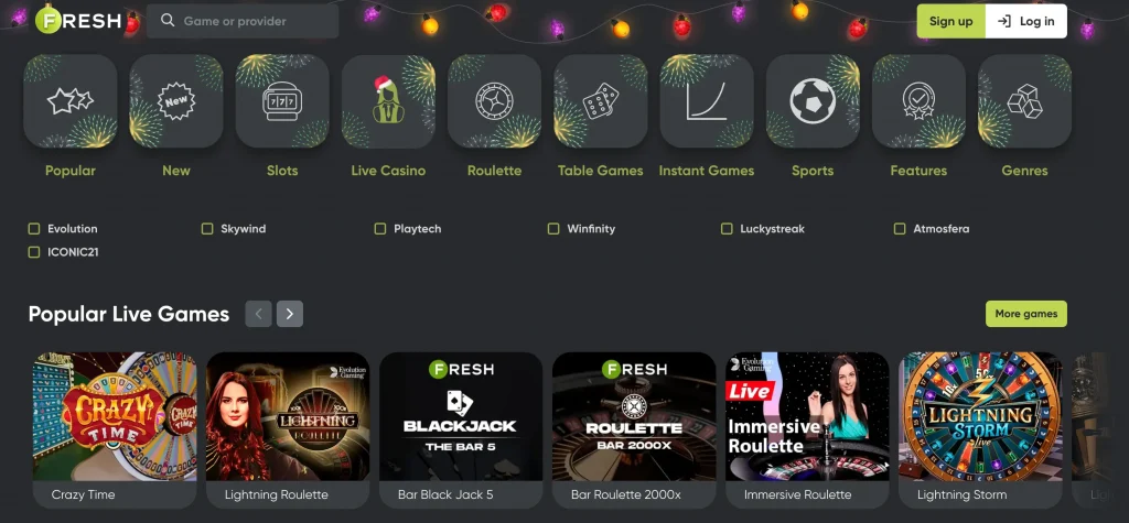 Fresh Casino: machines à sous en direct